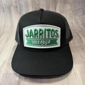 Jarritos Soda  Black Snapback Trucker Mesh Back Hat Black w/Green & White Patch